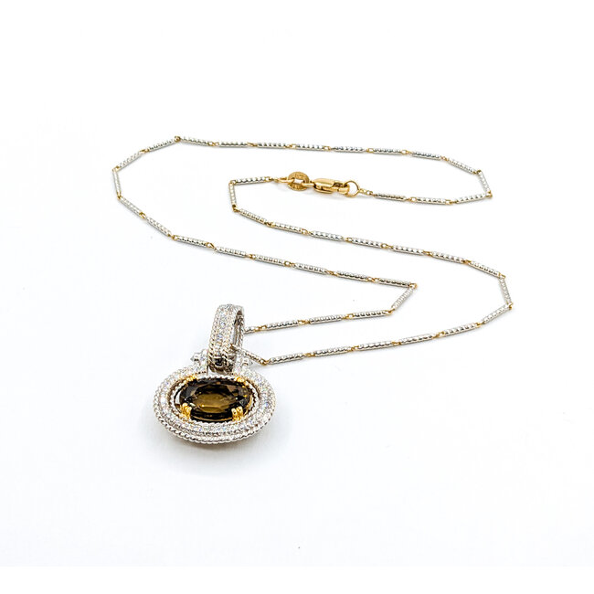 Necklace 4.90ct Oval Spinel .34ctw Diamond 18ktt, 14kt chain 620070002
