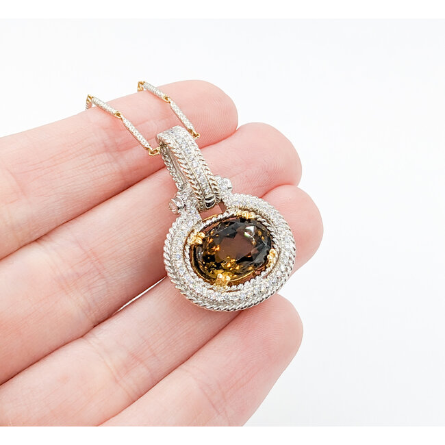 Necklace 4.90ct Oval Spinel .34ctw Diamond 18ktt, 14kt chain 620070002
