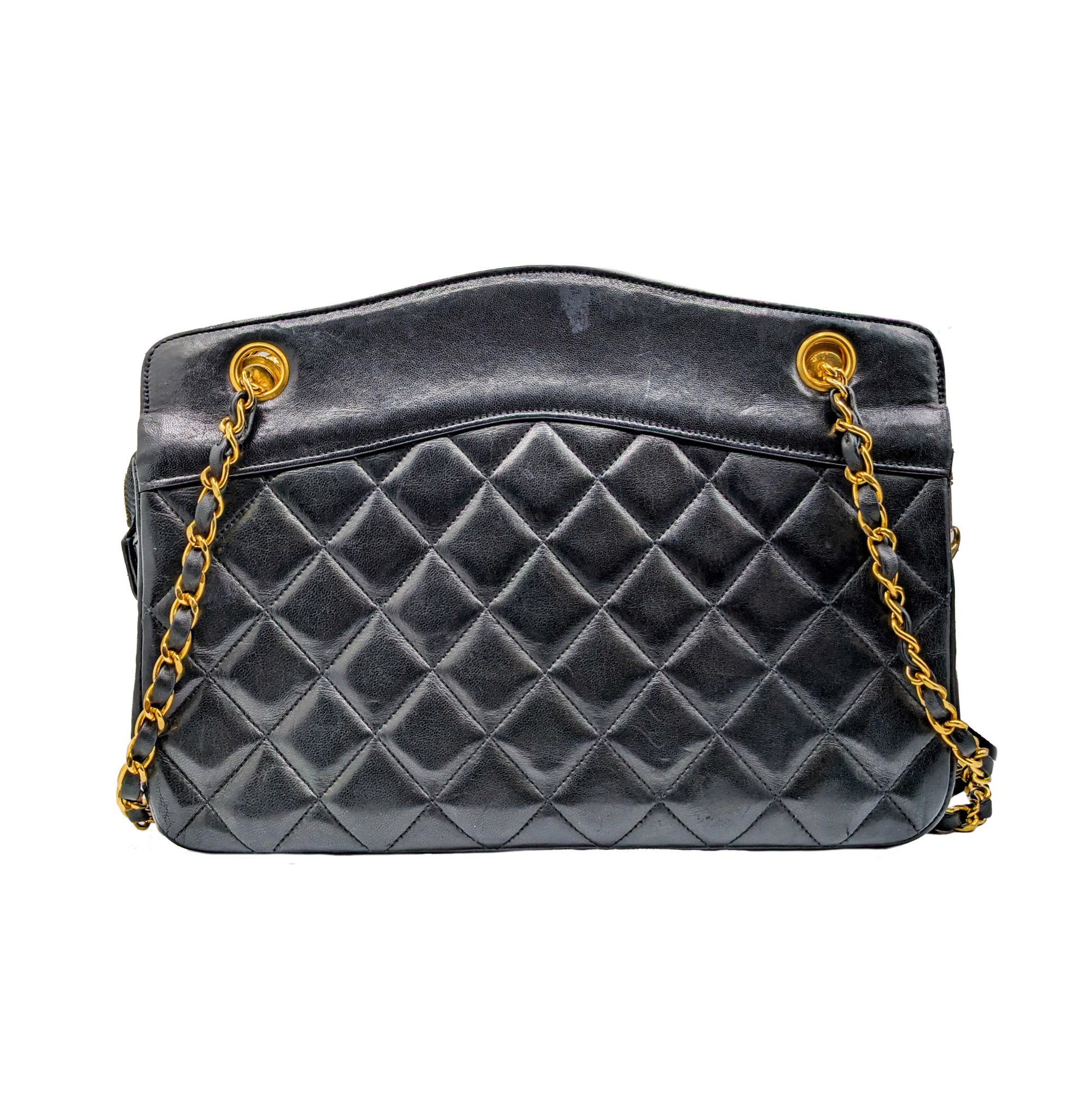 Chanel Quilted Top Handle Coin Purse With Chain Black - NOBLEMARS