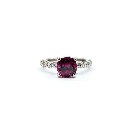 Ring .50ctw Diamonds 1.78ct Purple Garnet 14kw Sz5 123040008