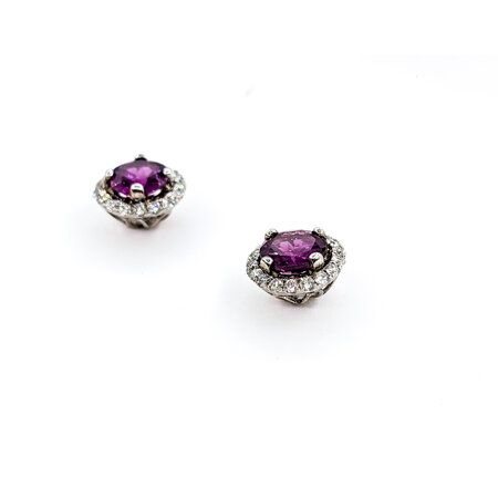 Earrings .30ctw Round Diamonds 1.94ctw Garnets 14kw 9.5mm 122100030