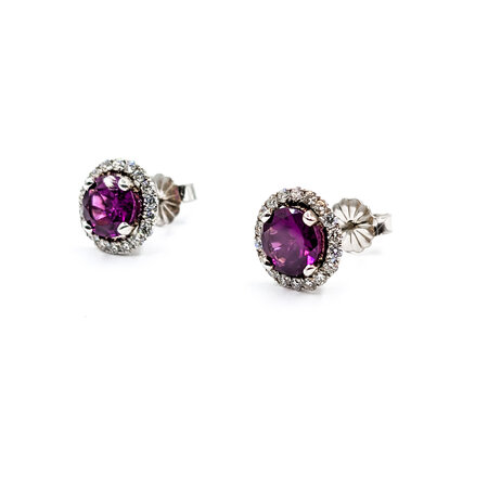 Earrings .30ctw Round Diamonds 1.94ctw Garnets 14kw 9.5mm 122100030