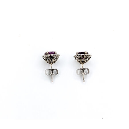 Earrings .30ctw Round Diamonds 1.94ctw Garnets 14kw 9.5mm 122100030