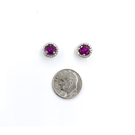 Earrings .30ctw Round Diamonds 1.94ctw Garnets 14kw 9.5mm 122100030