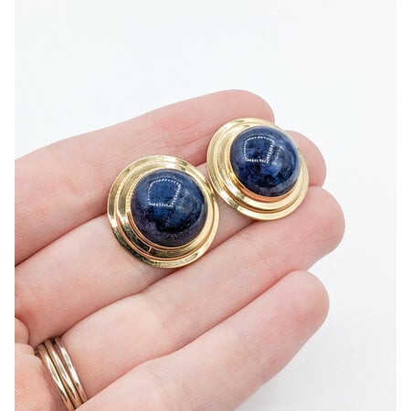 Earrings Clip On 15mm Lapis 14Ky 21.5x21.5mm 223090021