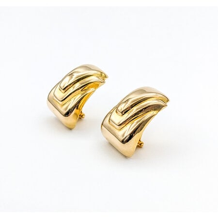 Earrings Clip On Stepped 14Ky 25.5x19.5mm 223090026