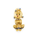  Brooch Vintage Poodle .06ct Round Diamond 1.0ctw Sapphires and Ruby 18ky 57x28.5mm 223100022