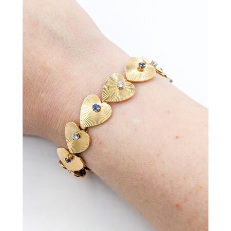Bracelet Vintage Hearts .45ctw Round Diamonds .84ctw Sapphires 14ky 7.25" 223100026