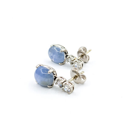 Earrings Vintage .42ctw Round Diamonds 6.37ctw Star Sapphires Platinum 18x7.5mm 223100017
