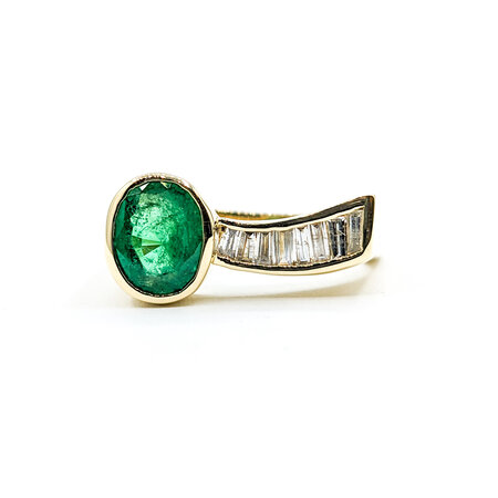 Ring .50ctw Baguette Diamonds 2.0ct Emerald 14ky Sz12 223090013