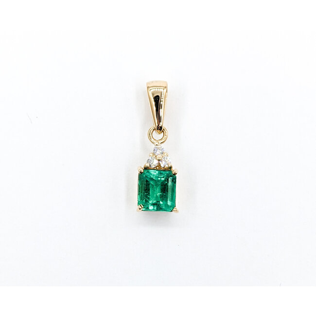 Pendant .06ctw Diamonds 1.32ct Colombian Emerald 18ky 21x7mm 223080061