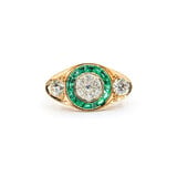  Ring Antique .80ctw Old European Diamonds .42ctw Emeralds 14ky Sz5.5 223100058