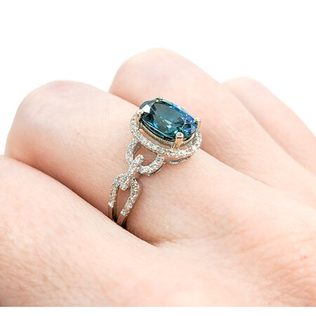 Ring .20ctw Round Diamonds 2.53ct Blue Zircon 14kw Sz6.5 223100064