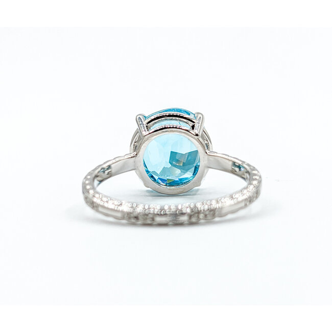 Ring .01ct Round Diamond 6.3ct Blue Zircon 18kw Sz7 223100052