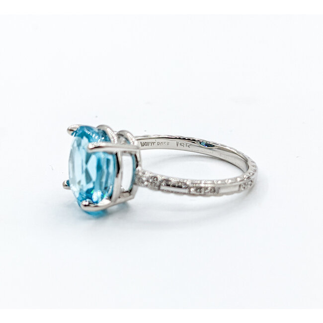 Ring .01ct Round Diamond 6.3ct Blue Zircon 18kw Sz7 223100052