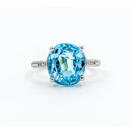 Ring .01ct Round Diamond 6.3ct Blue Zircon 18kw Sz7 223100052
