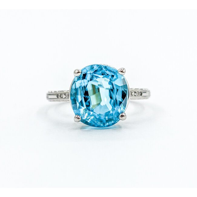 Ring .01ct Round Diamond 6.3ct Blue Zircon 18kw Sz7 223100052