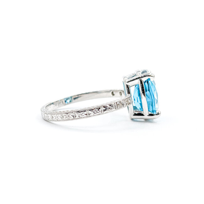 Ring .04ctw Round Diamonds 6.03ct Blue Zircon Platinum Sz8 223100056