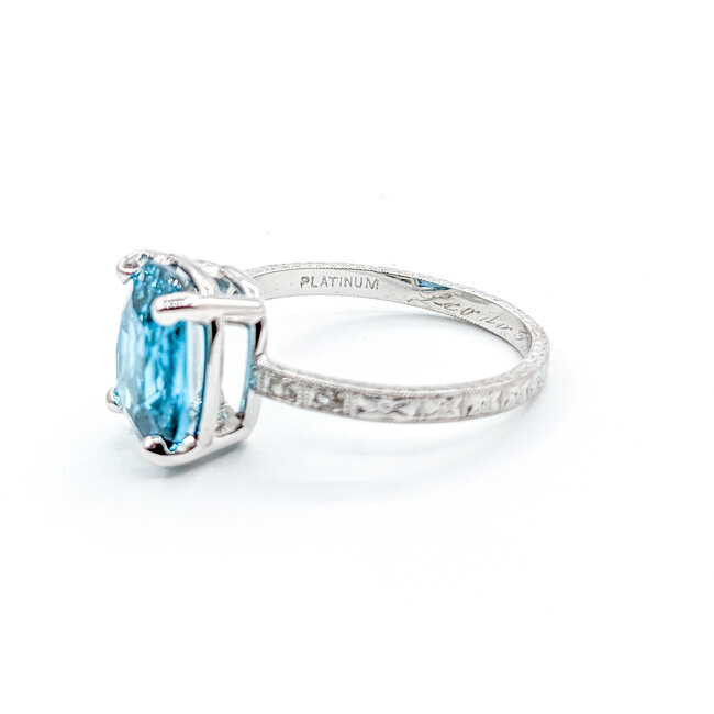 Ring .04ctw Round Diamonds 6.03ct Blue Zircon Platinum Sz8 223100056