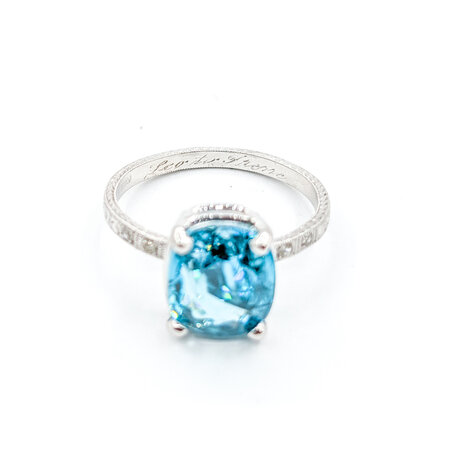 Ring .04ctw Round Diamonds 6.03ct Blue Zircon Platinum Sz8 223100056