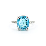  Ring .04ctw Round Diamonds 6.03ct Blue Zircon Platinum Sz8 223100056