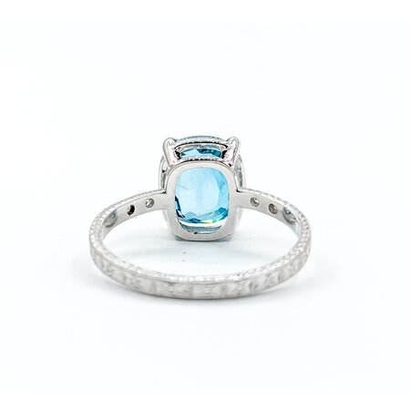 Ring .04ctw Round Diamonds 6.03ct Blue Zircon Platinum Sz8 223100056