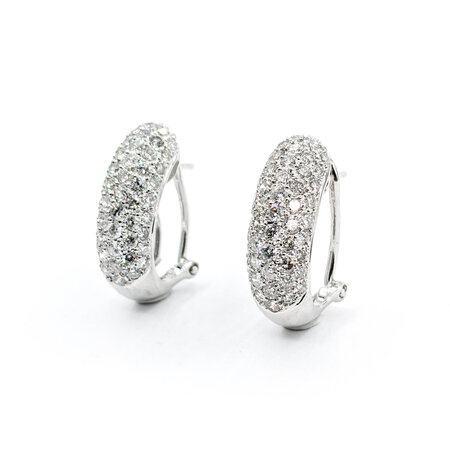 Earrings Huggies Pave 2.00ctw Round Diamonds 18kw 9.8x6.8mm 223100076