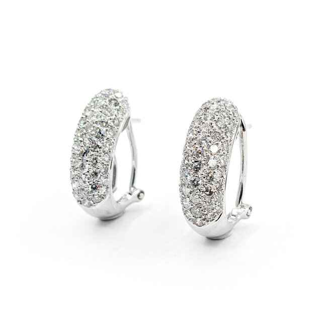 Earrings Huggies Pave 2.00ctw Round Diamonds 18kw 9.8x6.8mm 223100076