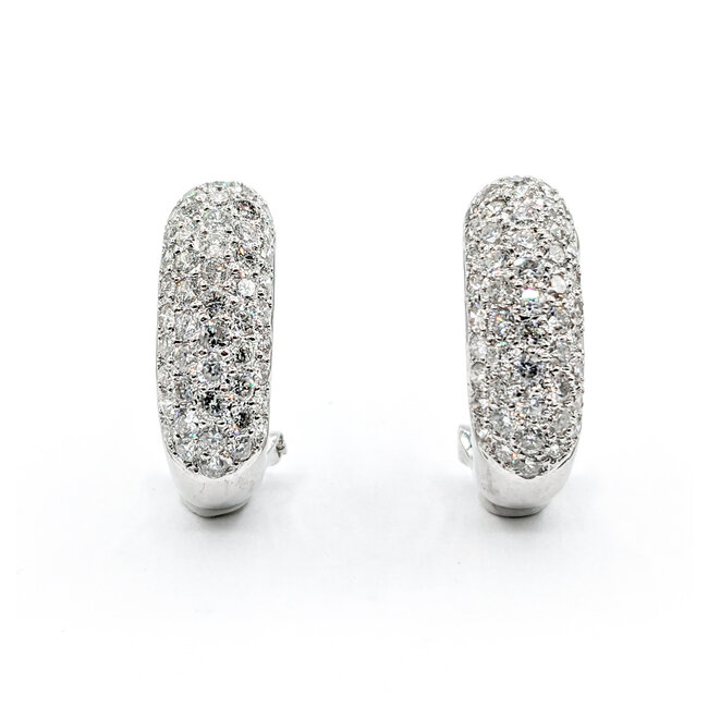 Earrings Huggies Pave 2.00ctw Round Diamonds 18kw 9.8x6.8mm 223100076