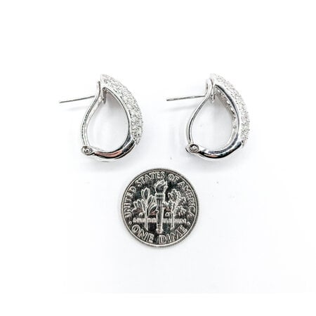 Earrings Huggies Pave 2.00ctw Round Diamonds 18kw 9.8x6.8mm 223100076