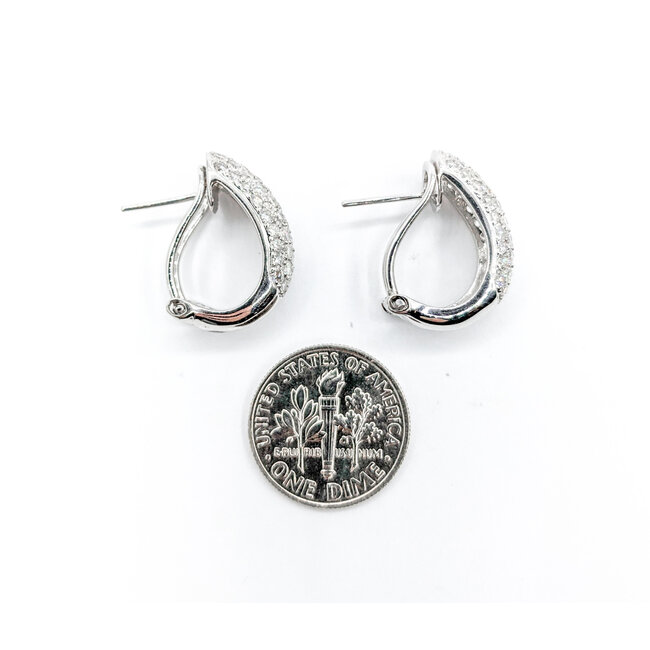 Earrings Huggies Pave 2.00ctw Round Diamonds 18kw 9.8x6.8mm 223100076