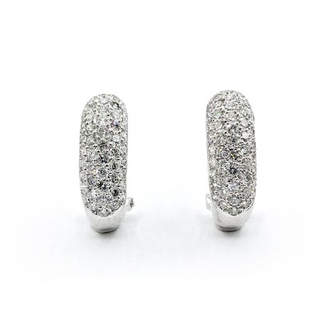 Earrings Huggies Pave 2.00ctw Round Diamonds 18kw 9.8x6.8mm 223100076