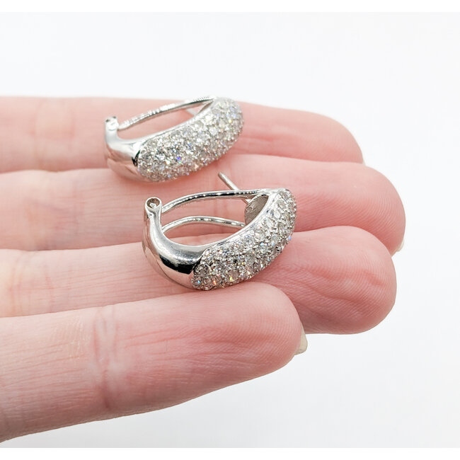Earrings Huggies Pave 2.00ctw Round Diamonds 18kw 9.8x6.8mm 223100076