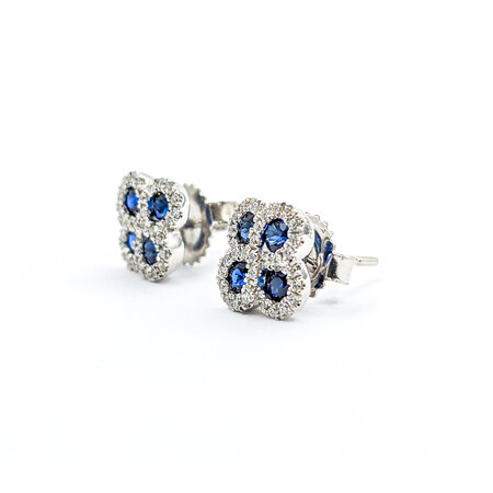 Earrings .33ctw Round Diamonds .40ctw Sapphires 14kw 8.4mm 223100077