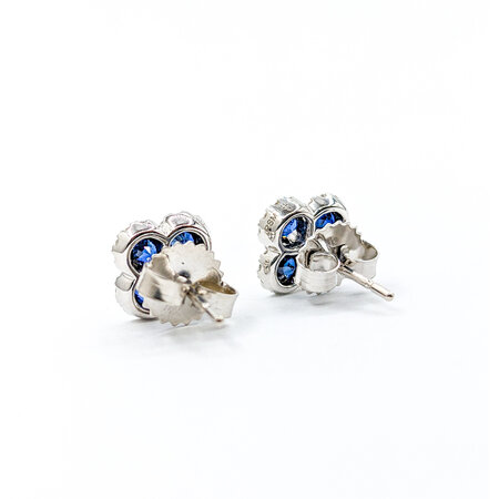 Earrings .33ctw Round Diamonds .40ctw Sapphires 14kw 8.4mm 223100077