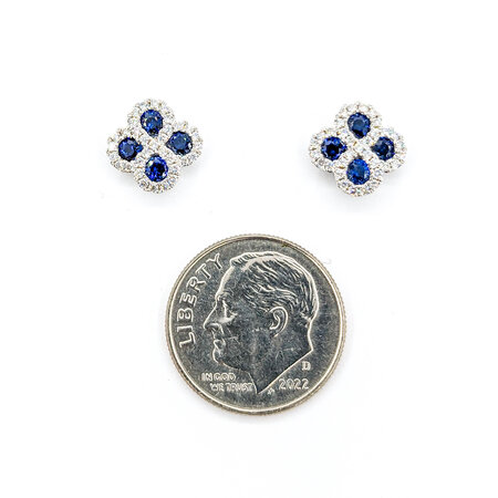 Earrings .33ctw Round Diamonds .40ctw Sapphires 14kw 8.4mm 223100077