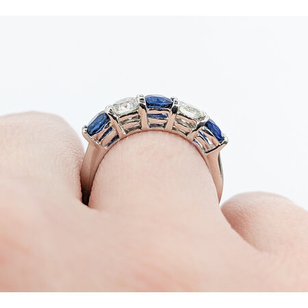 Ring .66ctw Round Diamonds 1.20ctw Sapphires Platinum Sz5.5 223100055