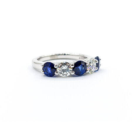 Ring .66ctw Round Diamonds 1.20ctw Sapphires Platinum Sz5.5 223100055