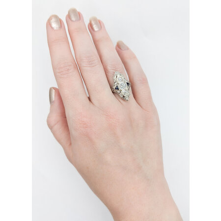 Ring Art Deco .50ctw Round Diamonds Synthetic Sapphires 18kw Sz6 223090052