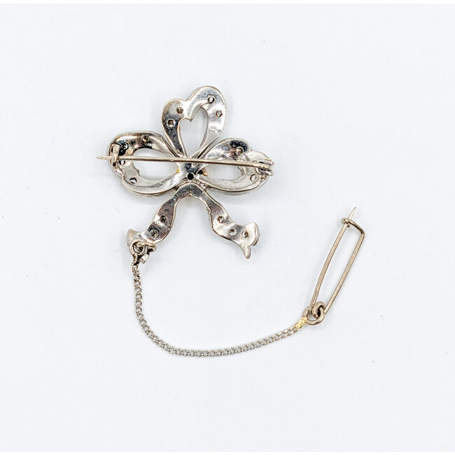 Brooch Vintage Ribbon .50ctw Round Diamonds .15ct Ruby Platinum 25.5x24.5mm 223090027