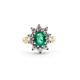  Ring Vintage .33ctw Round Diamonds 1.0ct Emerald 18ky Sz6.5 223090060