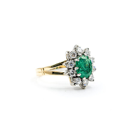 Ring Vintage .33ctw Round Diamonds 1.0ct Emerald 18ky Sz6.5 223090060