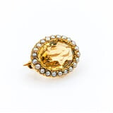  Brooch 14x11mm Oval Citrine Seed Pearls 15ky 20x16mm 223090044