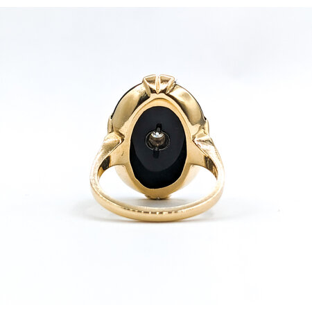 Ring Vintage .10ct Round Diamond 21x15mm Onyx 10ky Sz6 223090048