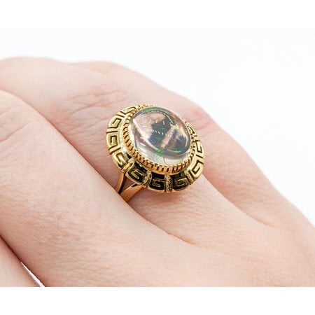 Ring 11x9mm Mexican Jelly Opal 14ky Sz6.5 223090045