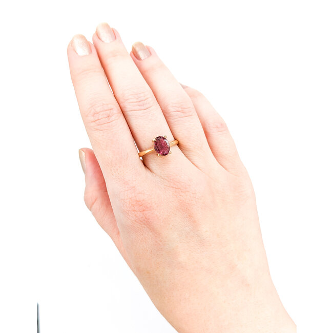 Ring Solitaire 2.10ct Oval Tourmaline 14ky Sz8 223090049