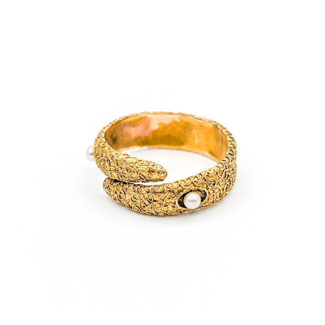 Ring Antique Bi Pass Pearls 14ky Sz6 223090040