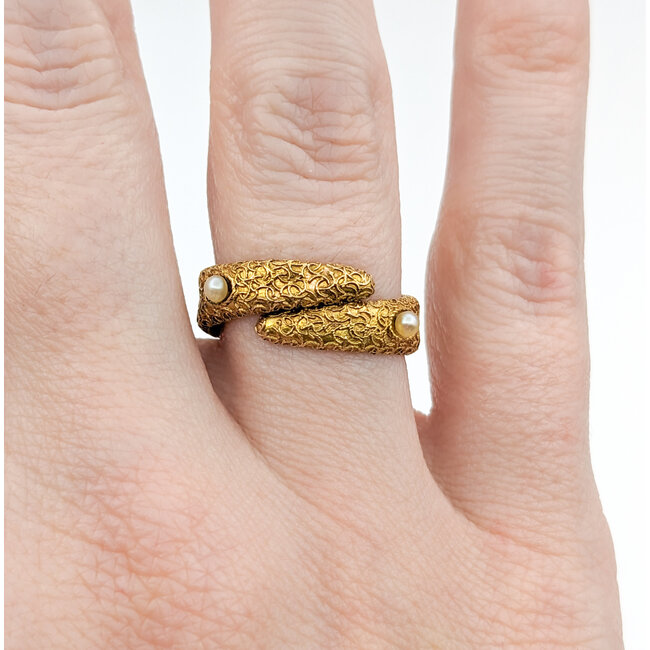 Ring Antique Bi Pass Pearls 14ky Sz6 223090040