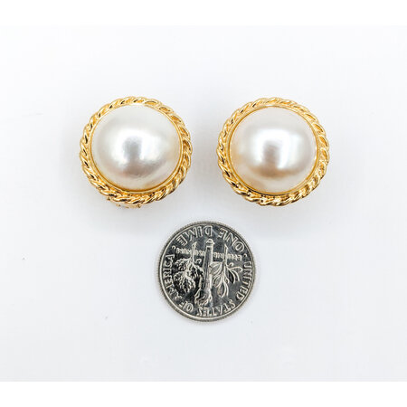 Earrings 15mm Mabe Pearls 14ky 19.3mm 223090036