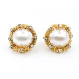  Earrings .80ctw Round Diamonds 17.5mm Pearls 18ky/14k 25.5x23.5mm 223100080